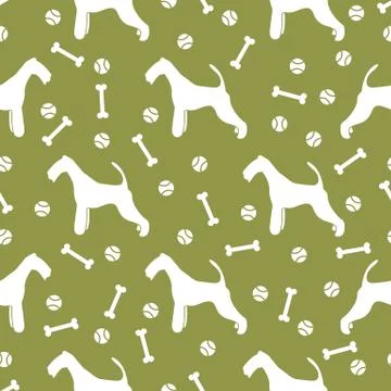 Seamless pattern with dog, bone, tennis ball. 스톡 일러스트