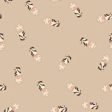 Seamless pattern dog cat paw cartoon vector Stock Illustration
