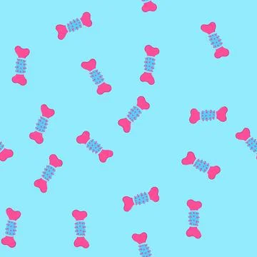 Seamless pattern dog chewing bone toy for pet dental care Illustrazione stock