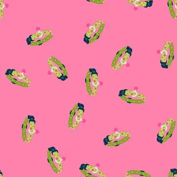 Seamless pattern dog collar with pink dots and heart tag イラスト素材
