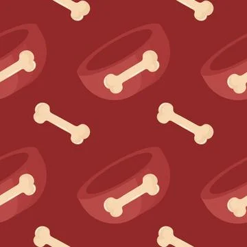 Seamless pattern dog feeder with bones Stock Illustration
