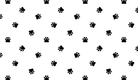 Seamless pattern of dog footprints on an isolated background.Vector seamles.. Stock Illustration