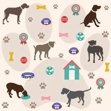 Seamless pattern, dog icons Stock Illustration