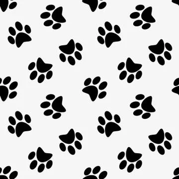 Seamless pattern with dog  paw, background Stock Illustration