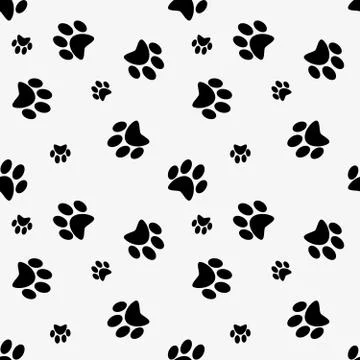 Seamless pattern with dog  paw, background Stock Illustration