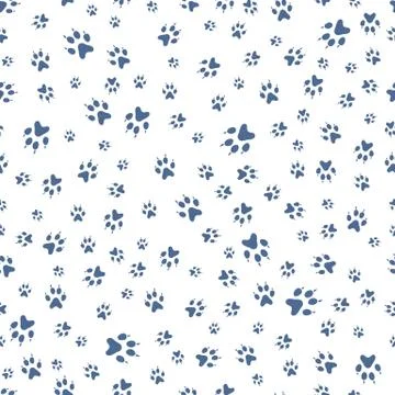 Seamless pattern Dog paw tracks Animal background 스톡 일러스트