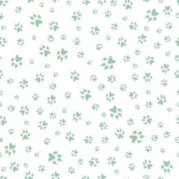 Seamless pattern Dog paw tracks Animal background Stock Illustration