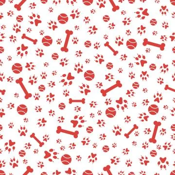 Seamless pattern Dog paw tracks ball Vector Animal Illustrazione stock