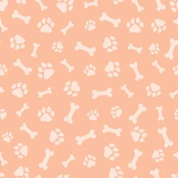 Seamless pattern with dog paws and bones Stock Illustration