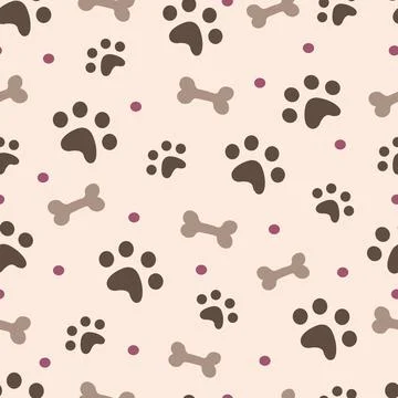 Seamless pattern with dog paws and bones Illustrazione stock