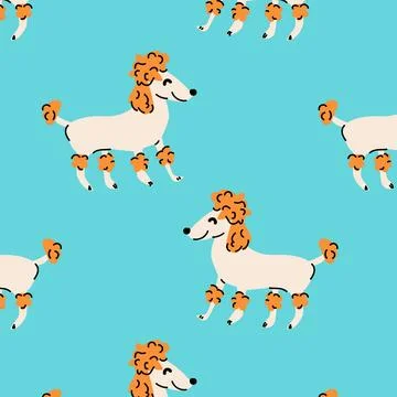 Seamless pattern with dog poodle breed vector illustration Stock Illustration