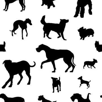 Seamless pattern with dog silhouettes Stock Illustration