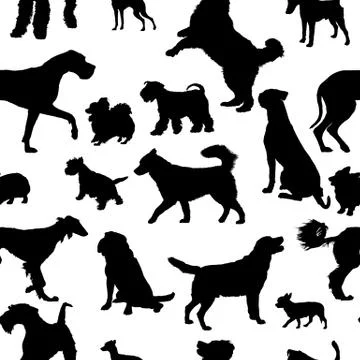 Seamless pattern with dog silhouettes Stock Illustration