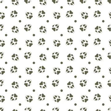 Seamless pattern with dog tracks Animal background Stock Illustration