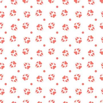 Seamless pattern with dog tracks Animal background Stock Illustration