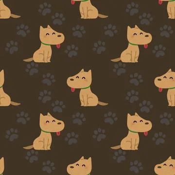 	seamless pattern with dogs and paws Stock Illustration