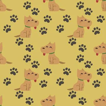 	seamless pattern with dogs and paws Stock Illustration