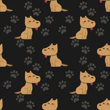 	seamless pattern with dogs and paws Stock Illustration