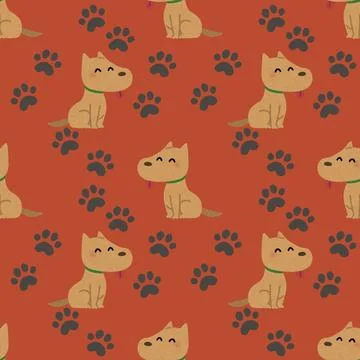	seamless pattern with dogs and paws Stock Illustration