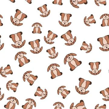 Seamless pattern of dogs in cartoon style. Stock Illustration