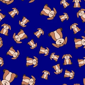 Seamless pattern of dogs in cartoon style. Stock Illustration