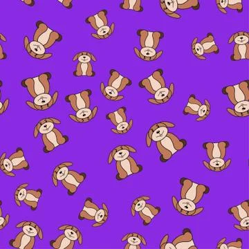 Seamless pattern of dogs in cartoon style. Stock Illustration