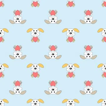 Seamless pattern with dogs. Vector background for kids Stock Illustration