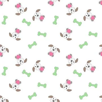 Seamless pattern with dogs. Vector background for kids Stock Illustration