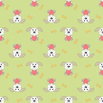 Seamless pattern with dogs. Vector background for kids Stock Illustration