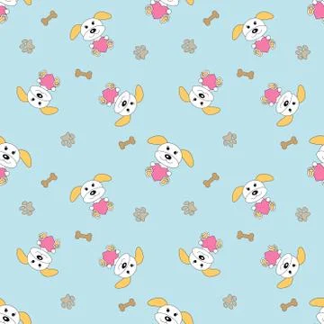 Seamless pattern with dogs. Vector background for kids Stock Illustration