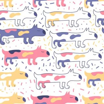 Seamless pattern with dogs on white Stock Illustration