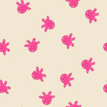 Seamless pattern doll stuffed animal toy cartoon vector Stock Illustration