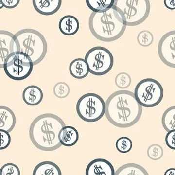 Seamless pattern with dollar coins. Business and finance theme. Stock Illustration