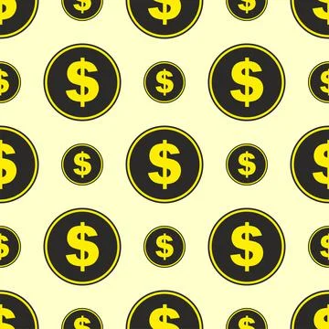 Seamless pattern Dollar Sign icon in circle,vector. Stock Illustration