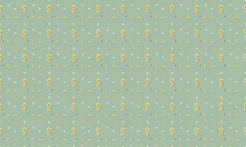 Seamless pattern with dollar signs and coins on light blue background Illustrazione stock