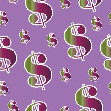 Seamless pattern with dollar symbol vector - purple theme background Stock Illustration