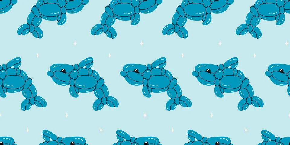 Seamless pattern with dolphin balloons Stock Illustration