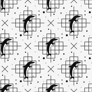Seamless pattern with dolphin. Vector illustration Stock Illustration