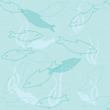 Seamless pattern with dolphins Stock Illustration