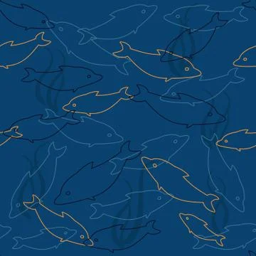 Seamless pattern with dolphins Illustrazione stock