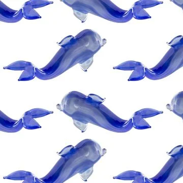 Seamless pattern with dolphins on a white background. Stock Photos