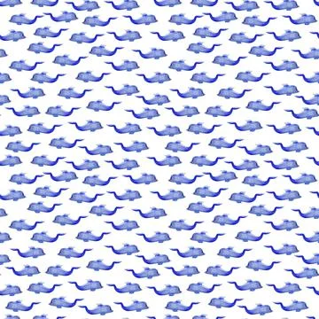 Seamless pattern with dolphins on a white background. Stock Photos
