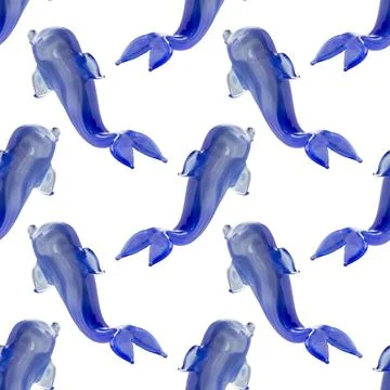 Seamless pattern with dolphins on a white background. Stock Photos