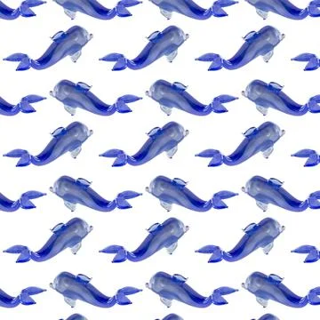 Seamless pattern with dolphins on a white background. Stock Photos