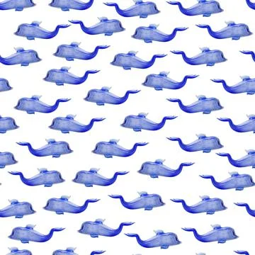 Seamless pattern with dolphins on a white background. Stock Photos