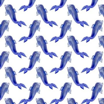 Seamless pattern with dolphins on a white background. Stock Photos