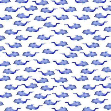 Seamless pattern with dolphins on a white background. Stock Photos