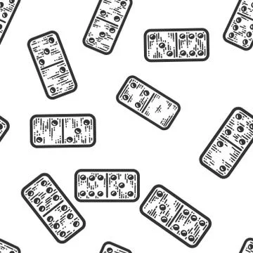 Seamless pattern. Dominoes tile games. Apparel print design scratch Stock Illustration