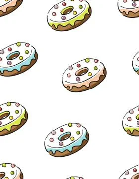 Seamless pattern with donut ad lollipop. Sweet dessert pattern for wrapping Stock Illustration