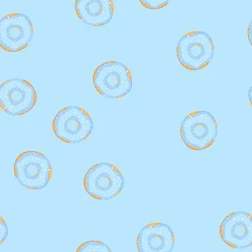 Seamless pattern donut with blue icing and white sprinkles 스톡 일러스트
